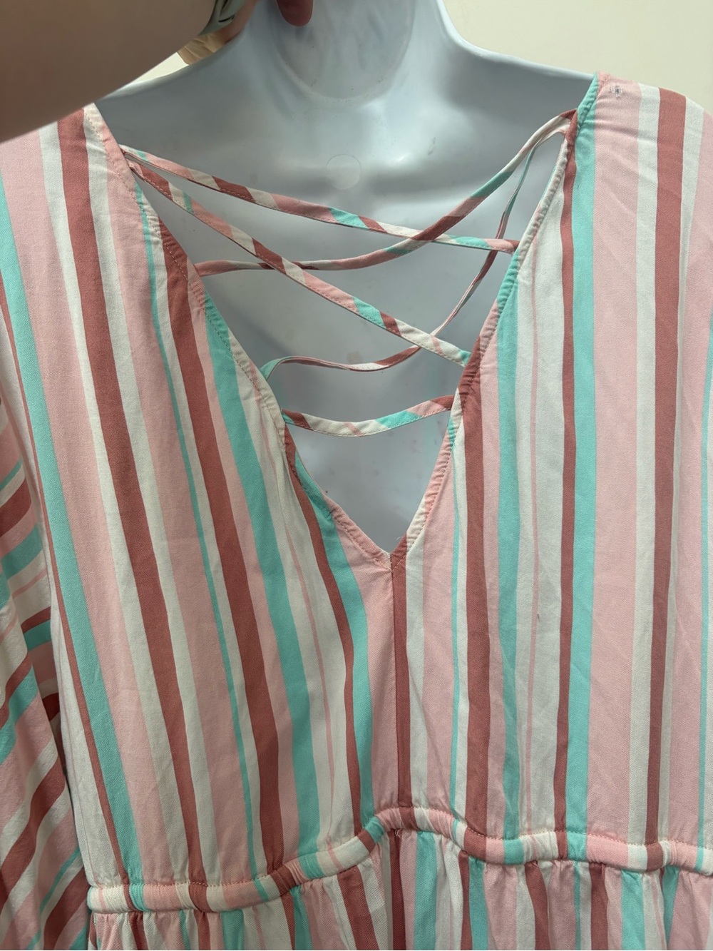 torrid Pink Multi-Striped V-Neck Drawstring Tunic - Picture 5 of 8